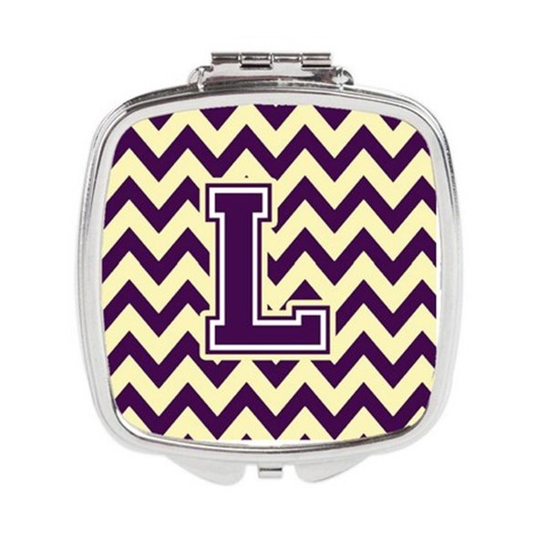 Carolines Treasures Letter L Chevron Purple and Gold Compact Mirror CJ1058-LSCM